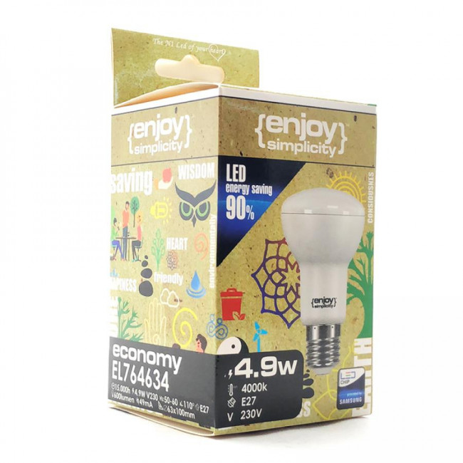 enjoySimplicity™ Λάμπα LED για Ντουί E27 και Σχήμα R63 5.4W Θερμό Λευκό 2700K 600lm (EL763600)