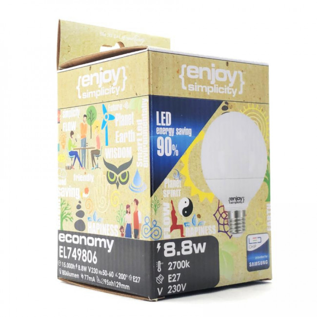 enjoySimplicity™ Λάμπα LED για Ντουί E27 και Σχήμα G95 8.8W Φυσικό Λευκό 4000K 806lm (EL749804)