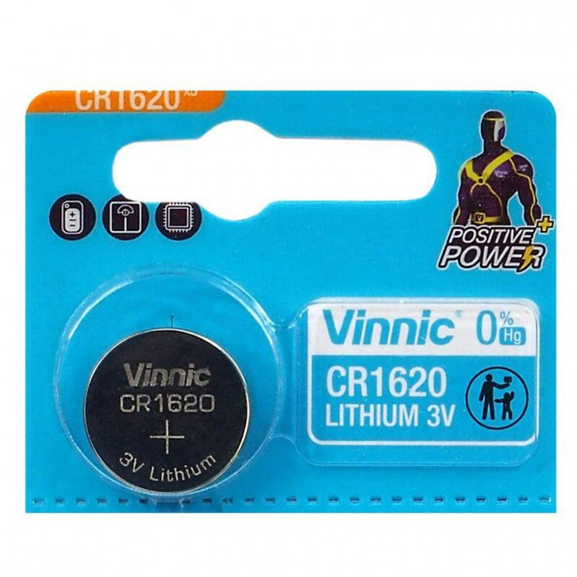 Vinnic Μπαταρία Λιθίου Ρολογίων CR1620 3V 1τμχ (CR1620-C1)