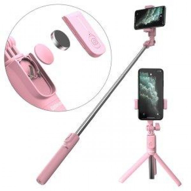 Baseus Ασύρματο Selfie Stick με Τρίποδο Ροζ (SUDYZP-F04)