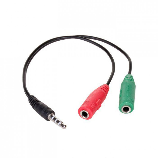 Akyga Μετατροπέας με Καλώδιο 15cm 3.5mm Jack Αρσενικό - 2x 3.5mm Jack Θηλυκό Μαύρο (AK-AV-08)