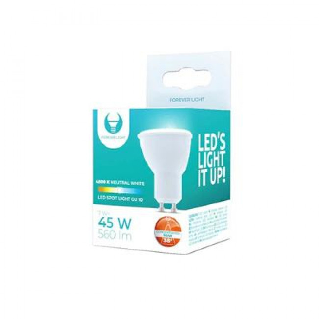 Forever Light Λάμπα LED για Ντουί GU10 και Σχήμα PAR16 7W Φυσικό Λευκό 4500K 565lm 38° (RTV003597)