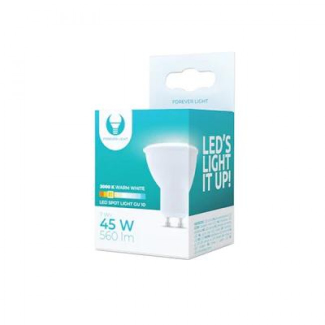 Forever Light Λάμπα LED για Ντουί GU10 και Σχήμα PAR16 7W Θερμό Λευκό 3000K 560lm 100° (RTV003440)