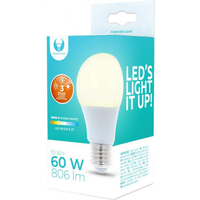 Forever Light Λάμπα LED για Ντουί E27 και Σχήμα A60 10W Θερμό Λευκό 3000K 806lm Dimmable (RTV003628)