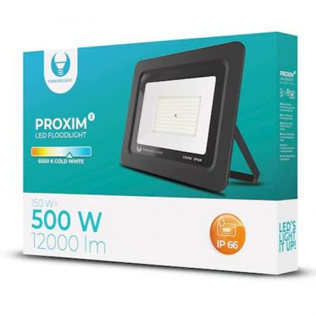 Forever Light PROXIM II Στεγανός Προβολέας LED 150W Ψυχρό Λευκό 6000K 12000lm 120° IP66 - Μαύρο (RTV003571)