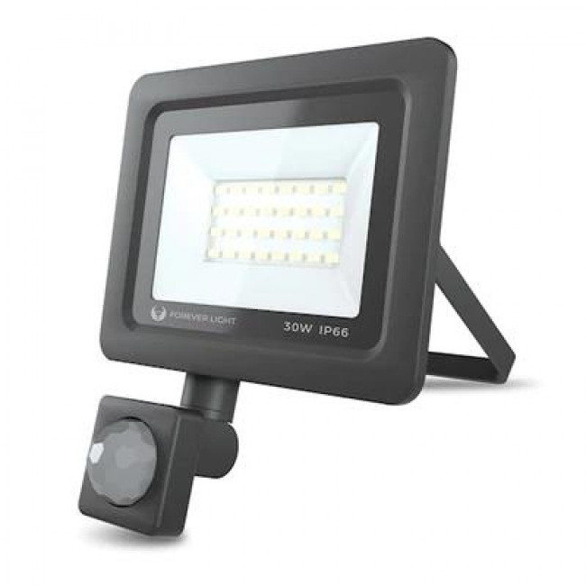 Forever Light PROXIM II Στεγανός Προβολέας LED 30W με Αισθητήρα Κίνησης Ψυχρό Λευκό 6000K 2400lm 120° IP66 - Μαύρο (RTV003617)