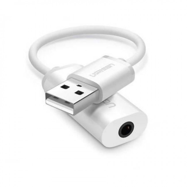 Ugreen US206 Εξωτερική USB Κάρτα Ήχου 2.0 σε Λευκό χρώμα