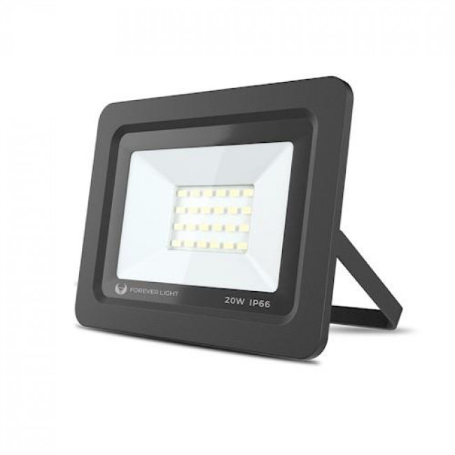 Forever Light PROXIM II Στεγανός Προβολέας LED 20W Φυσικό Λευκό 4500K 1600lm 120° IP66 - Μαύρο (RTV003610)
