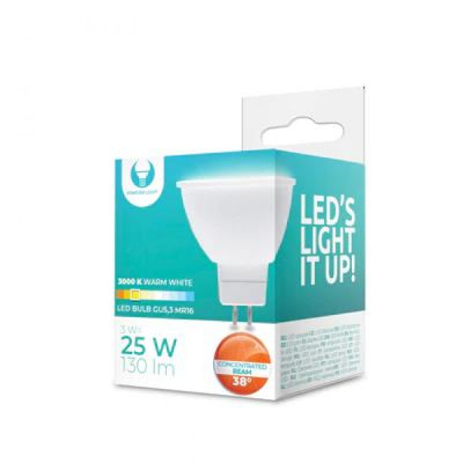 Forever Light Λάμπα LED για Ντουί GU5.3 και Σχήμα MR16 3W 12V Θερμό Λευκό 3000K 130lm 38° ((RTV0600007)