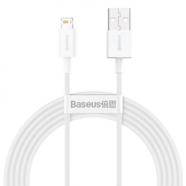 Baseus Superior Series Καλώδιο Δεδομένων Γρήγορης Φόρτισης USB - Lightning 2.4A 2m Λευκό (CALYS-C02)