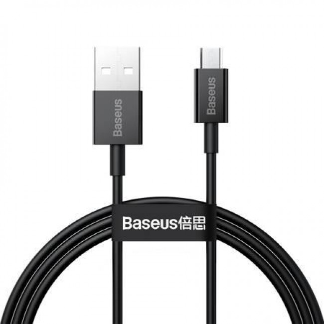 Baseus Superior Series Καλώδιο Δεδομένων Γρήγορης Φόρτισης USB - micro USB 2A 1m Μαύρο (CAMYS-01)