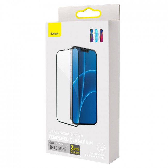 Baseus Full Screen Tempered Glass 0.30mm με Οδηγό Τοποθέτησης για iPhone 13 mini 2τμχ (SGQP010001)