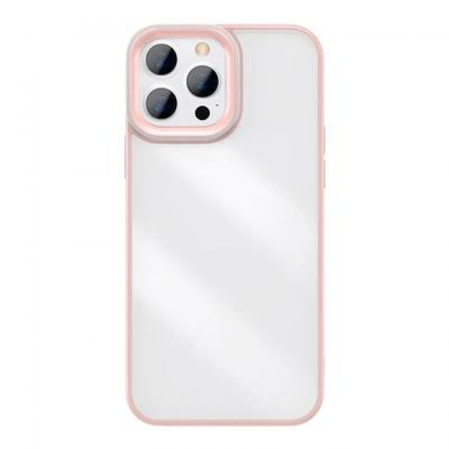 Baseus Crystal Θήκη με Πλαίσιο για iPhone 13 Pro Max Ροζ / Διάφανο (ARJT001104)