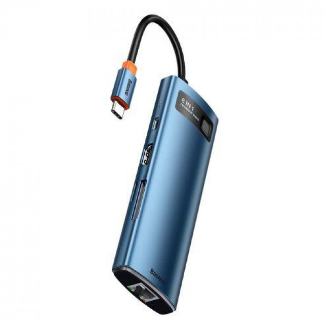 Baseus Metal Gleam Series 8-in-1 Multifunctional Type-C Hub Docking Station Blue (WKWG000103)