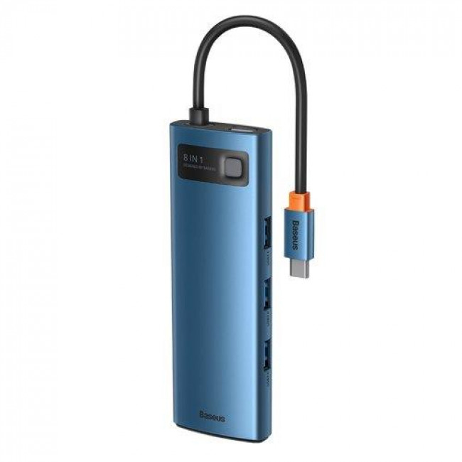 Baseus Metal Gleam Series 8-in-1 Multifunctional Type-C Hub Docking Station Blue (WKWG000103)