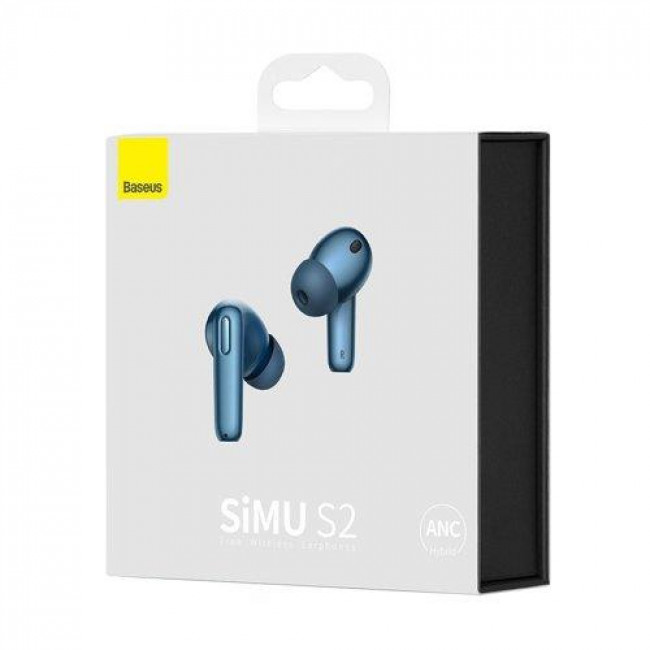 Baseus SIMU S2 Ασύρματα Ακουστικά με Active Noise Cancelation Μπλε (NGS2-03)