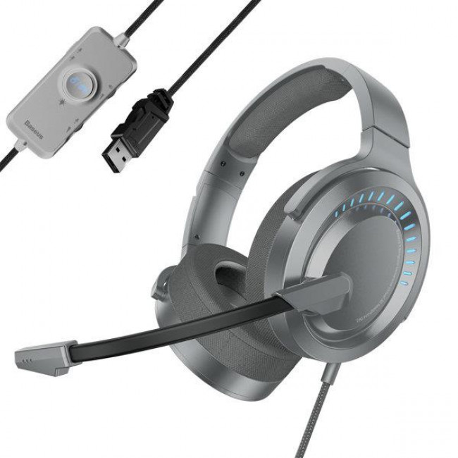Baseus Gamo Immersive Virtual 3D Game Ακουστικά USB με Μικρόφωνο Γκρι (NGD05-01)
