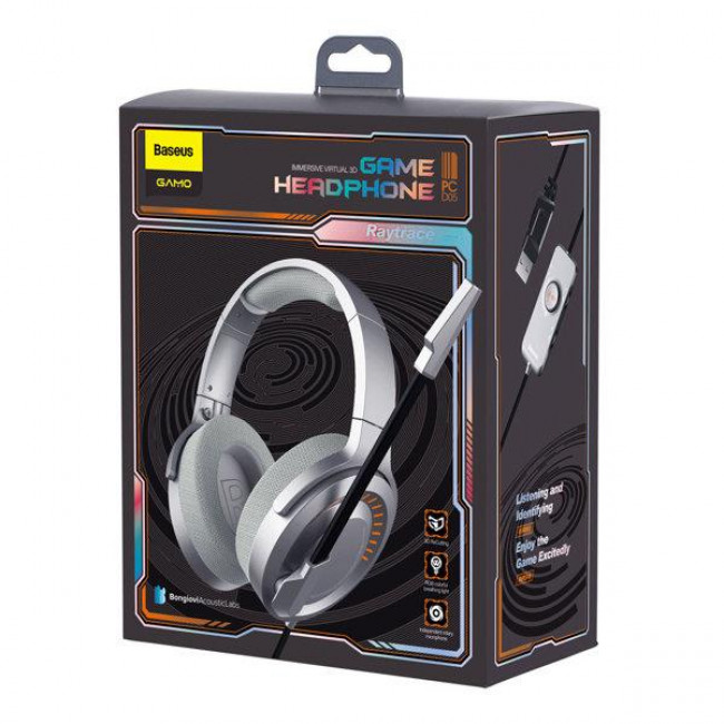 Baseus Gamo Immersive Virtual 3D Game Ακουστικά USB με Μικρόφωνο Γκρι (NGD05-01)