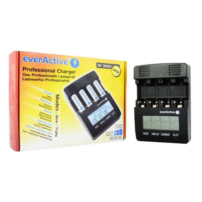 everActive Professional Φορτιστής 2-4 Θέσεων για Μπαταρίες Ni-MH / Ni-CD Μεγέθους AA / AAA / C / D (NC3000)