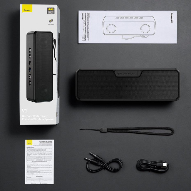 Baseus V1 Wireless Waterproof Bluetooth Speaker Black (WSVY000001)