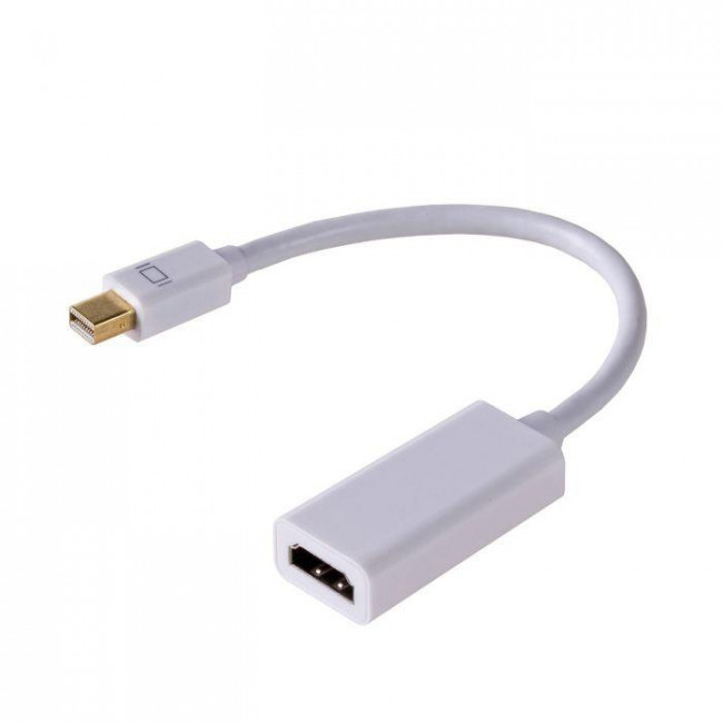 Akyga Μετατροπέας με Καλώδιο 15cm mini DisplayPort Αρσενικό - HDMI Θηλυκό Λευκό (AK-AD-38)