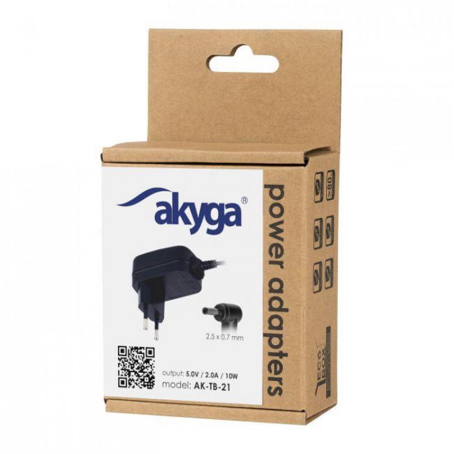 Akyga Power Adapter 5V / 2A 10W 2.5x0.7mm 1.5m Black (AK-TB-21)