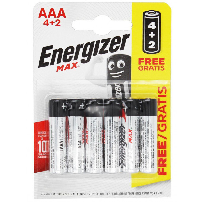 Energizer Max Αλκαλικές Μπαταρίες LR03 / AAA 6τμχ