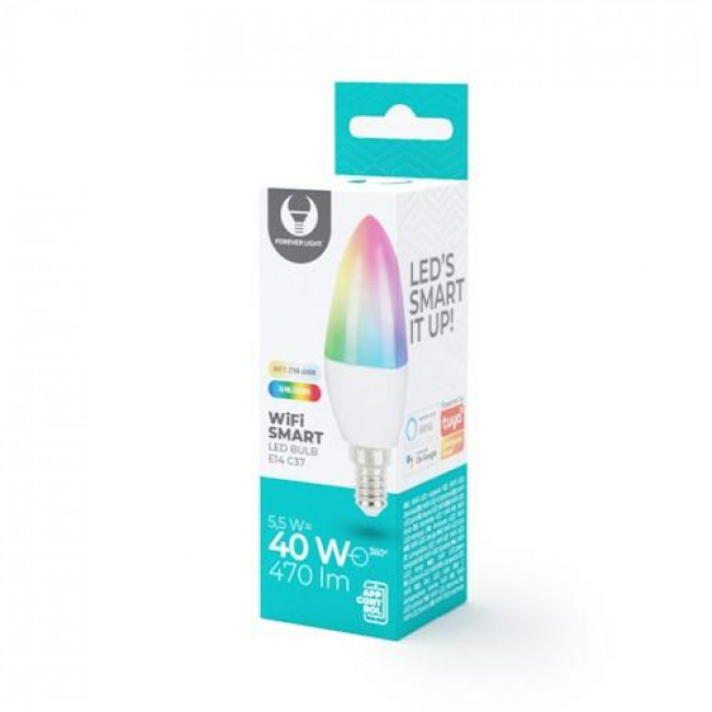 Forever Light Smart Λάμπα LED Wi-Fi για Ντουί E14 και Σχήμα C37 5.5W RGBW 470lm Dimmable Tuya (RTV500002)