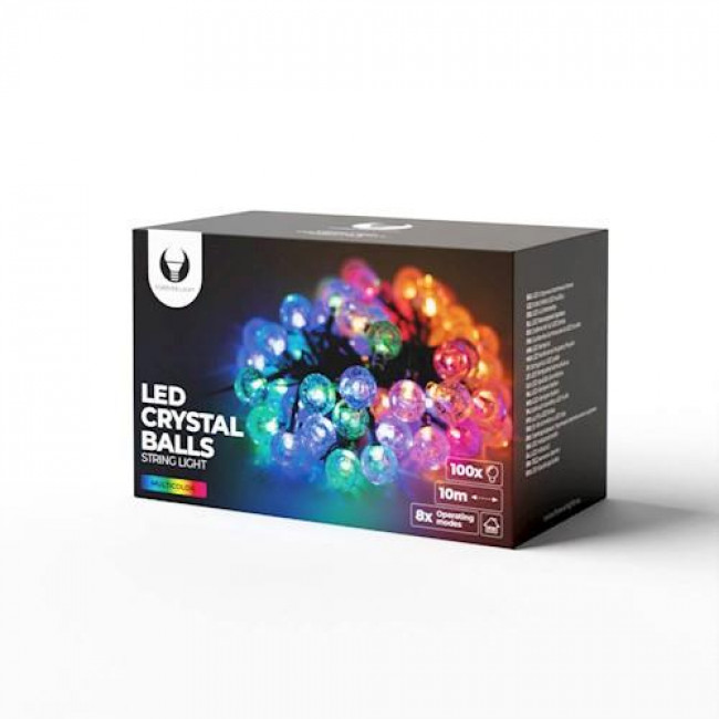 Forever Light LED Διακοσμητικό Φωτιστικό 10m IP20 με 100 LED Crystal Πολύχρωμα Λαμπάκια 230V (RTV100198)