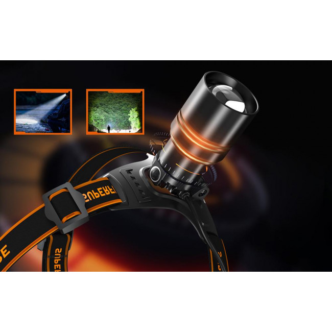 Superfire Head Lamp, Rechargeable, LED, Waterproof IPX3, 500lm Black (HL70)