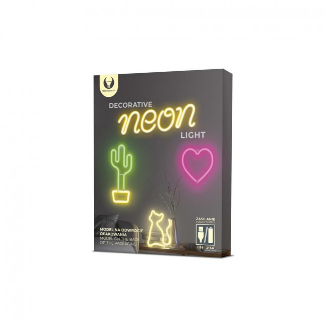 Forever Light FLNEO4 Neon LED Wall Light CAT Pink USB & Battery