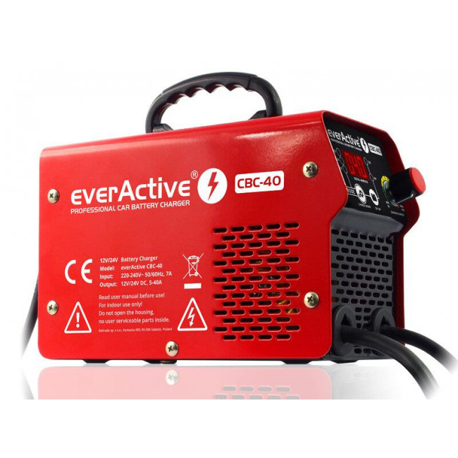 everActive Επαγγελματικός Φορτιστής Μπαταρίας Αυτοκινήτου με Οθόνη 12V / 24V - Κόκκινο / Μαύρο (CBC40)