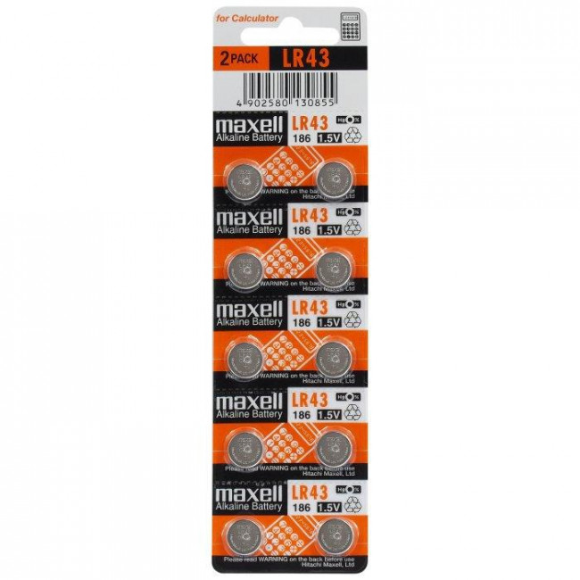 Maxell Αλκαλικές Μπαταρίες Ρολογιών AG12 / LR43 / 186 1.5V 10τμχ