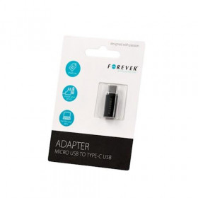 Forever Μετατροπέας micro USB Θυληκό - USB-C Αρσενικό Μαύρο