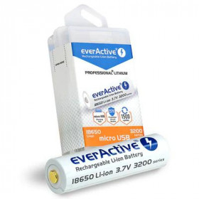 everActive Επαναφορτιζόμενη Μπαταρία Λιθίου 18650 3200mAh 3.7V με Θύρα micro USB & Θήκη Μεταφοράς (FWEV1865032MBOX)