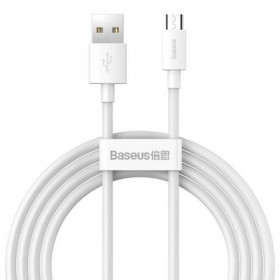 Baseus Simple Wisdom Καλώδιο Δεδομένων Kit USB - micro USB 2.1A 1.5m 2τμχ Λευκό (TZCAMZJ-02)
