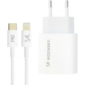 Wozinsky Γρήγορος Φορτιστής PD, 1x USB-C 20W +Καλώδιο USB-C to Lightning 1m Λευκό (WWC-03-L)