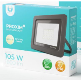 Forever Light PROXIM II Στεγανός Προβολέας LED 20W Φυσικό Λευκό 4500K 1600lm 120° IP66 - Μαύρο (RTV003610)