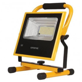 Superfire Working LED Floodlight 25W, Rechargeable, Waterproof IP54, 8000K, 870lm, 120° Yellow/Black (FS1-E)