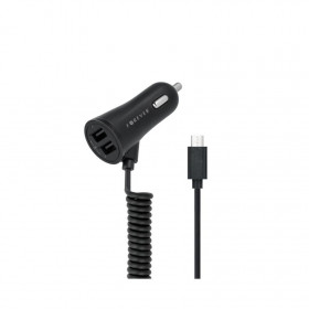 Forever Φορτιστής Αυτοκινήτου με 2x USB 3.4A και Καλώδιο micro USB Σπιράλ 1m Μαύρο