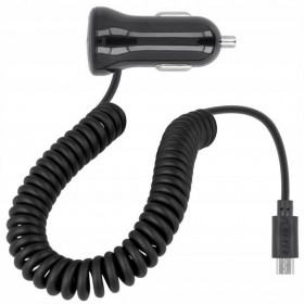 Forever Φορτιστής Αυτοκινήτου 0.75A με Καλώδιο micro USB Σπιράλ 1.5m Μαύρο