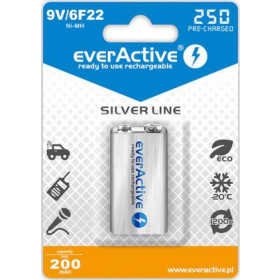 everActive Silver Line Επαναφορτιζόμενη Μπαταρία 6F22 / 9V Ni-MH 250mAh 1τμχ (EVHRL22-250)