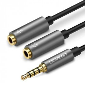 Ugreen AV141 Adapter 3.5mm Jack (m) - Dual 3.5mm Jack (f) Headset Splitter 20cm Black-Silver (30619)