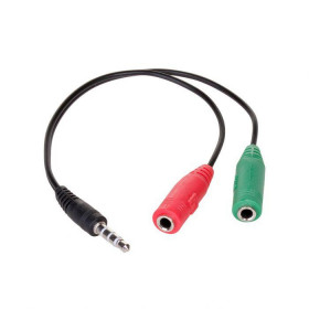 Akyga Μετατροπέας με Καλώδιο 15cm 3.5mm Jack Αρσενικό - 2x 3.5mm Jack Θηλυκό Μαύρο (AK-AV-08)