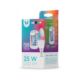 Forever Light Λάμπα LED για Ντουί E14 και Σχήμα C37 5W RGBW 250lm Dimmable με Χειριστήριο (RTV003565)
