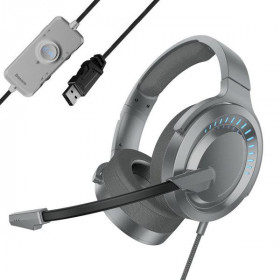 Baseus Gamo Immersive Virtual 3D Game Ακουστικά USB με Μικρόφωνο Γκρι (NGD05-01)