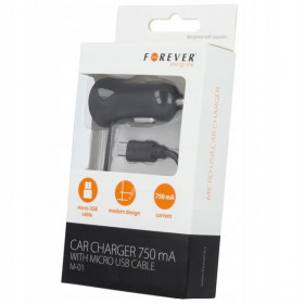 Forever Φορτιστής Αυτοκινήτου 0.75A με Καλώδιο micro USB Σπιράλ 1.5m Μαύρο